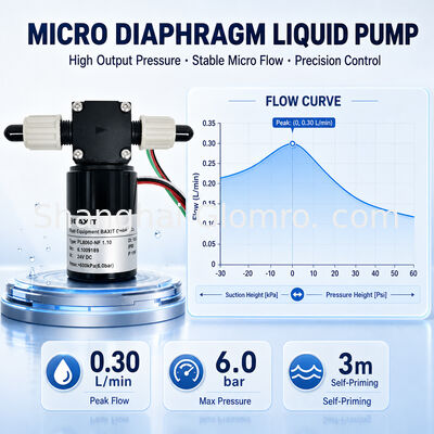 BAXIT PL8060-NF1.10 Brushless Diaphragm Pump 12V/24V PWM Speed Control PTFE Acid/Alkali Resistant High Pressure 6 Bar Pump